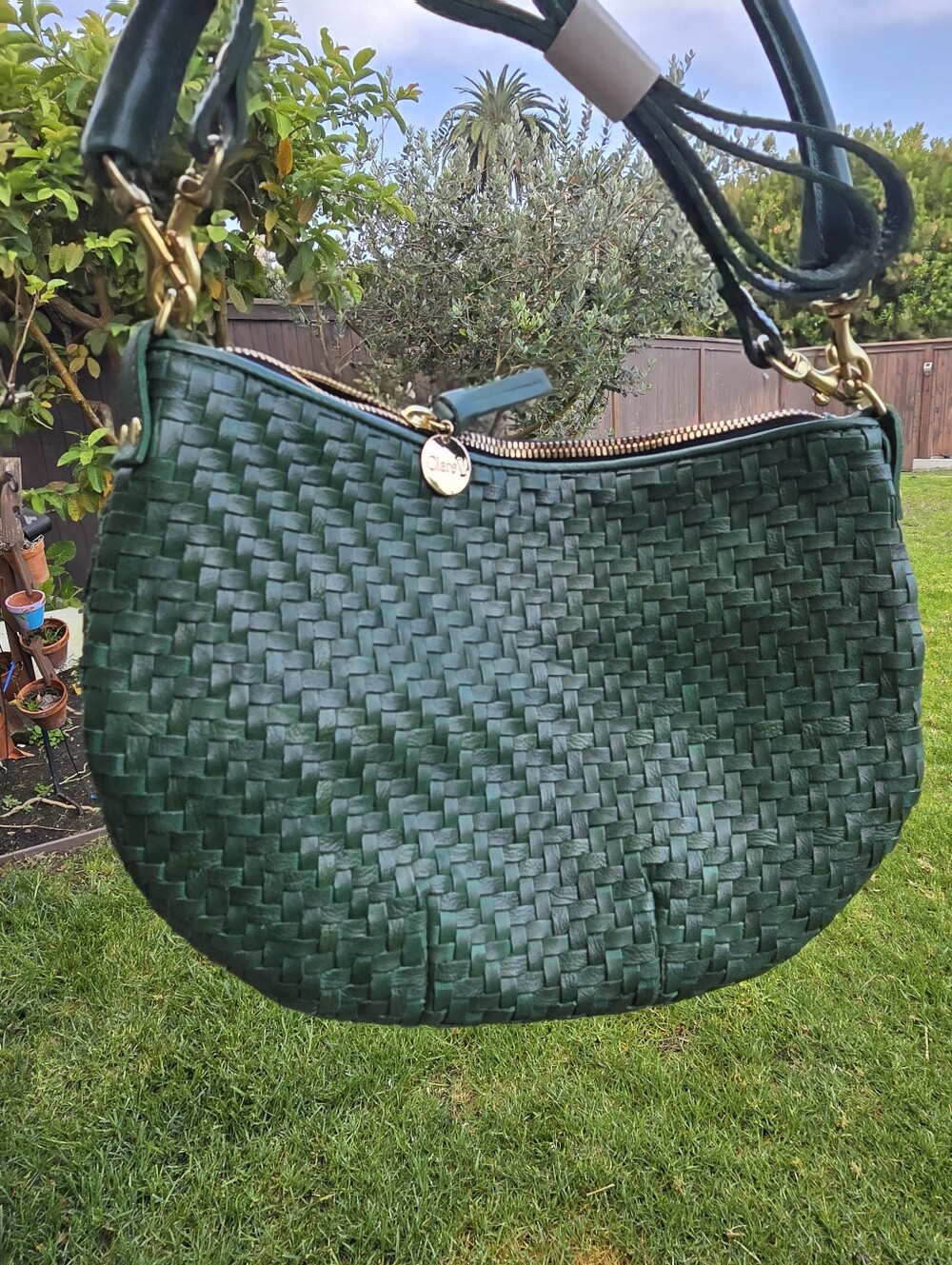 Clare V. Petit Moyen Messenger Evergreen Woven Zig Zag - Picture 10 of 16